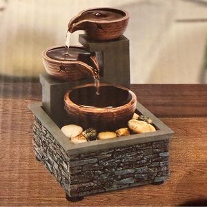 Rustic Brown Tabletop Water Fountain